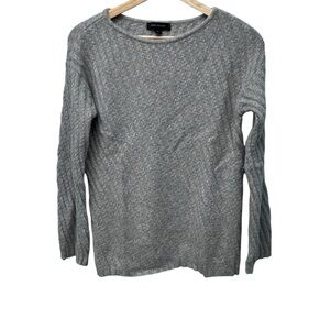 Ann Taylor Gray Cable Knit Long Sleeve Sweater Alpaca and Wool Blend Size XS